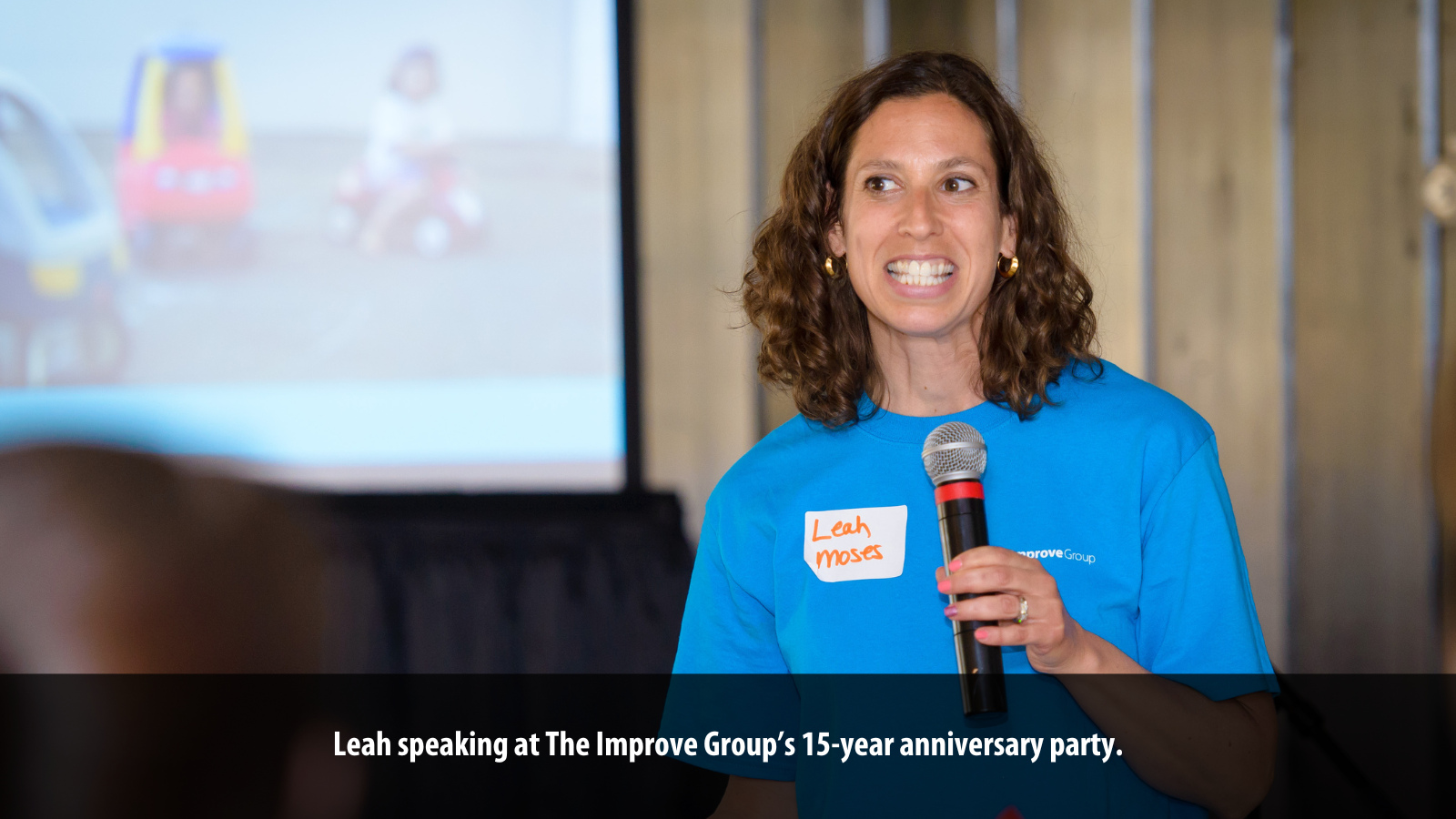 Leah speaking at The Improve Group’s 15-year anniversary party.