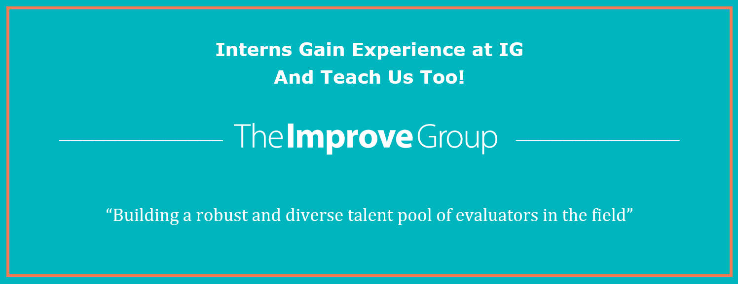 Graphic that includes The Improve Group logo the article's title and a headline that states "Building a robust and diverse talent pool of evaluators in the field"