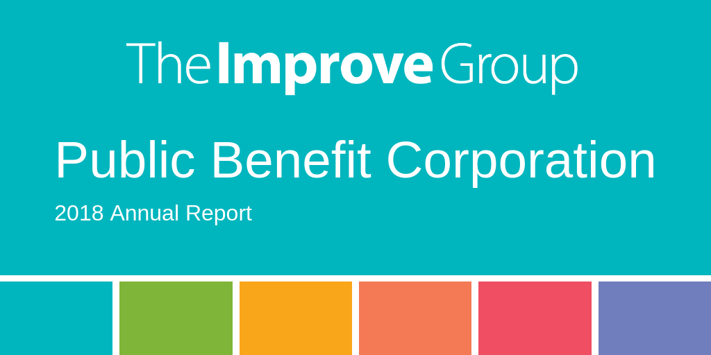 Graphic of The Improve Group logo that says "Pubic Benefit Corporation 2018 Annual Report"