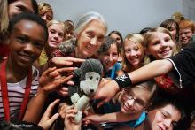 Jane Goodall with children